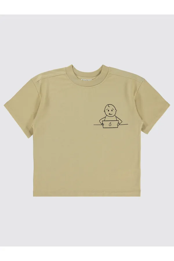 T-shirt garçon 10-13 ans, lait d'avoine - Emballage civil