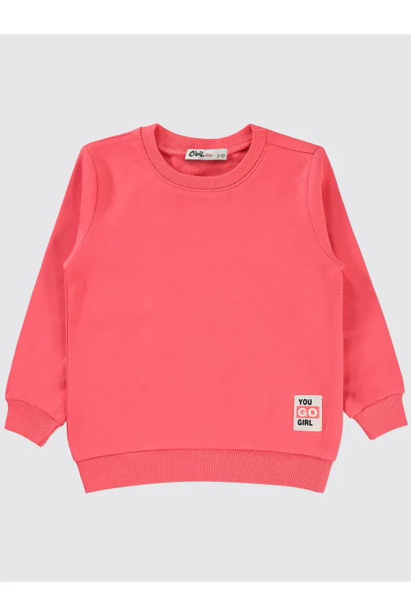 Kız Çocuk Sweatshirt 2-5 Yaş Günbatımı Mercanı - Paket