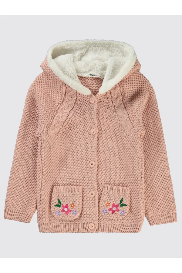 Gilet pour fille de 6 à 9 ans, couleur poudre - Emballage