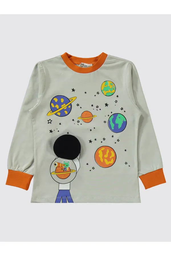 Erkek Çocuk Pijama Takımı 2-5 Yaş Oranj - Paket