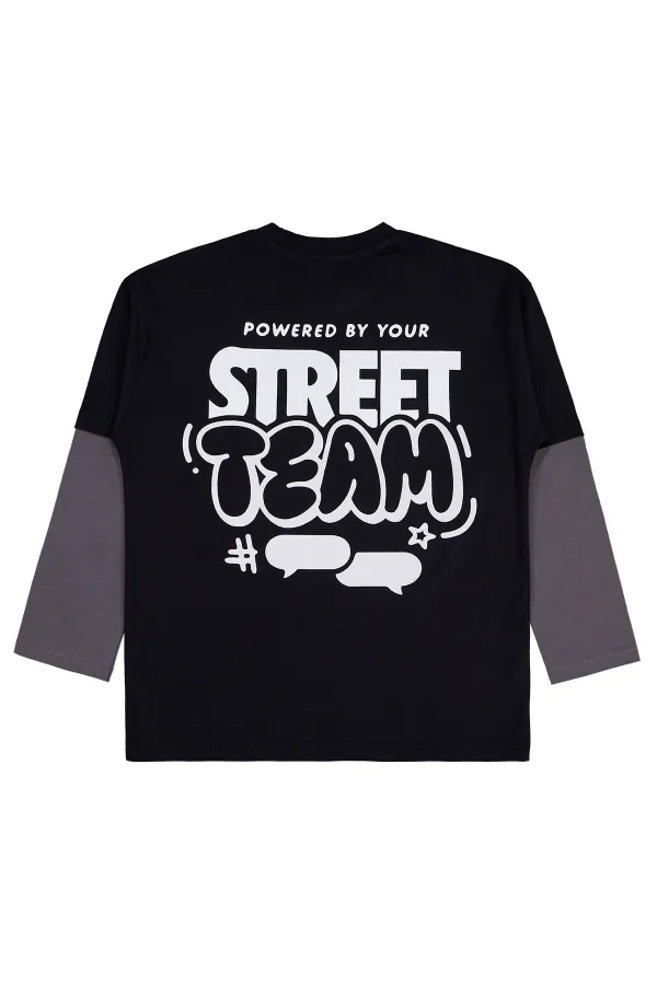 Erkek Çocuk Sweatshirt 10-13 Yaş Siyah - Paket