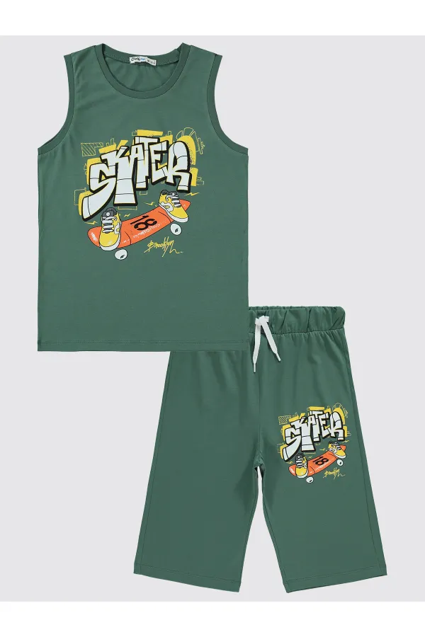 Erkek Çocuk Pijama Takımı 10-13 Yaş Koyu Haki - Paket