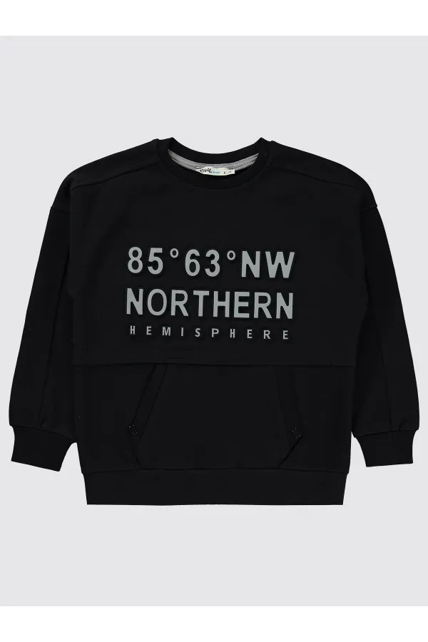 Erkek Çocuk Sweatshirt 6-9 Yaş Siyah - Paket