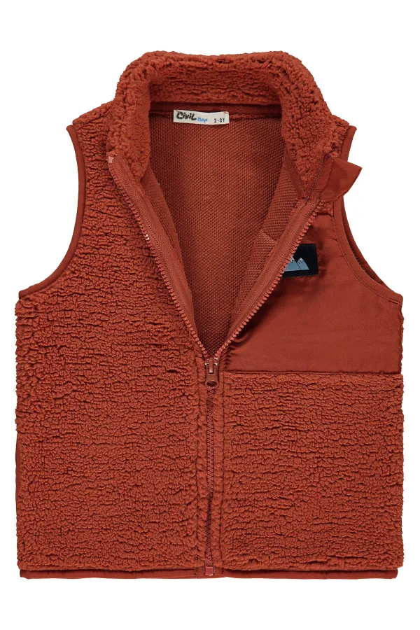 Erkek Çocuk Yelek 2-5 Yaş Koyu Bakır - Paket