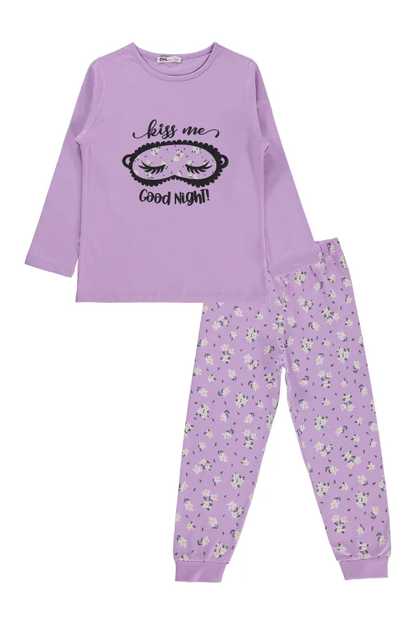 Ensemble pyjama fille, 6-9 ans, lilas - Emballage