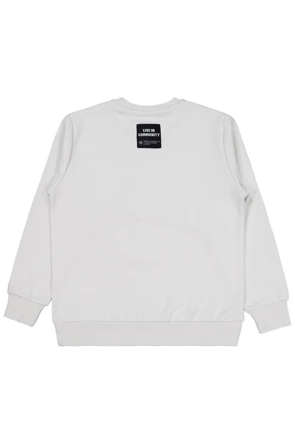 Erkek Çocuk Sweatshirt 6-9 Yaş Açık Gri - Paket