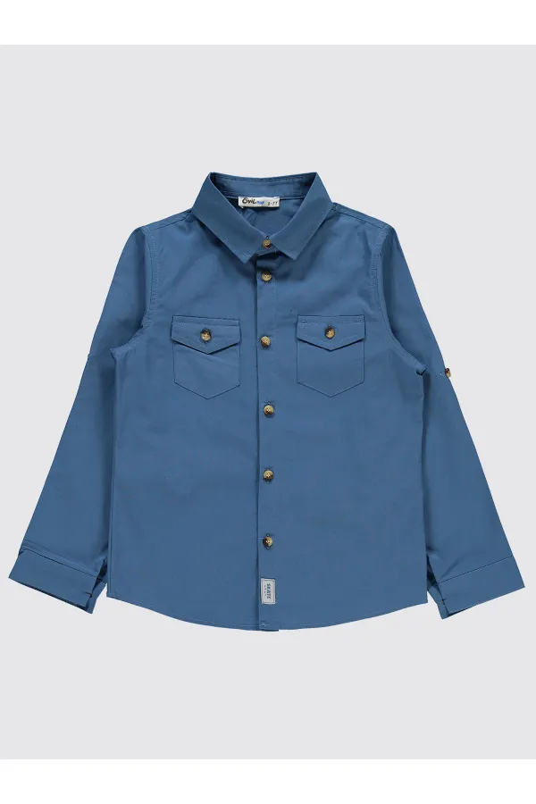 Erkek Çocuk Gömlek 6-9 Yaş İndigo - Paket