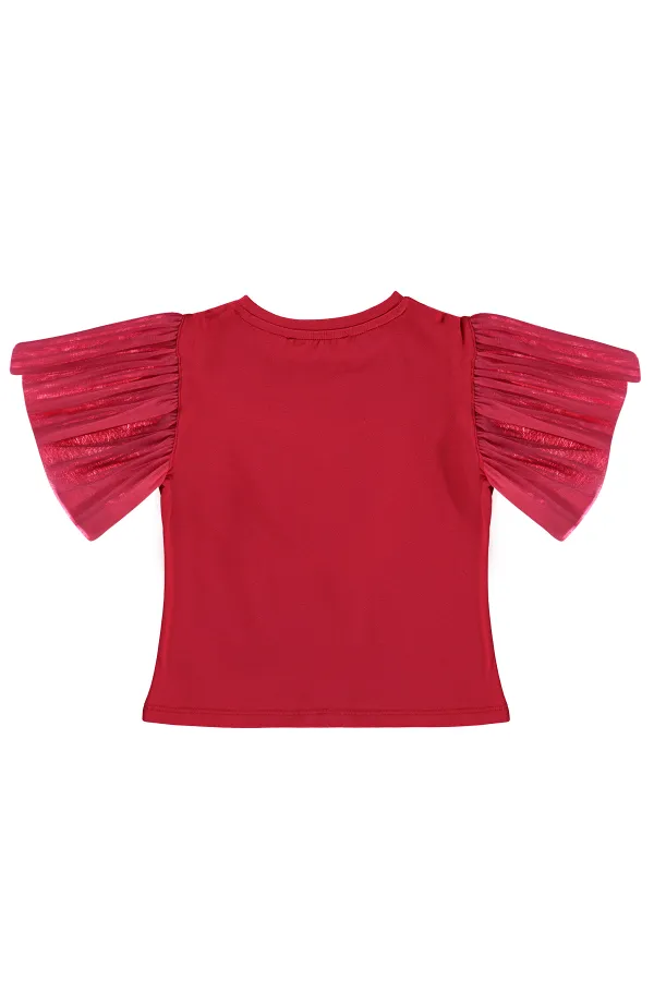 Kız Çocuk Tişört 6-9 Yaş Kırmızı - Paket