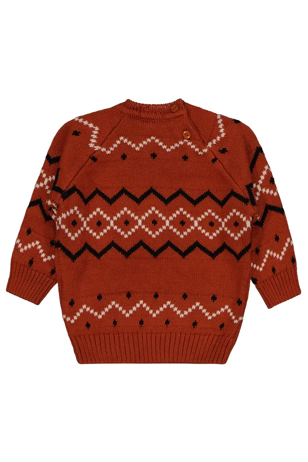 Bebek Kazak 0-24 Ay Koyu Kiremit - Paket