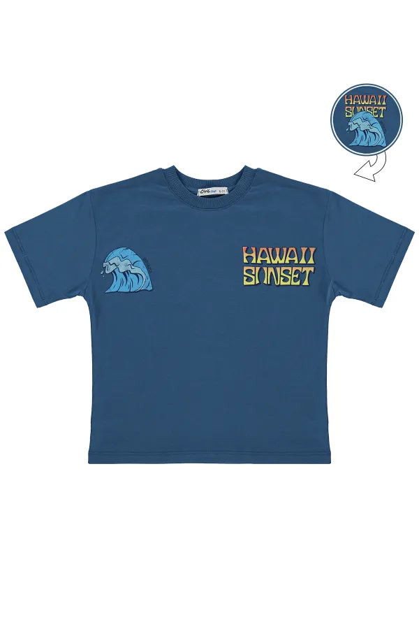T-shirt garçon 6-9 ans - Bleu pétrole - Lot