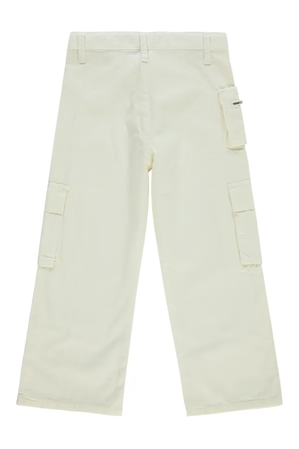 Pantalon fille 10-13 ans blanc cassé - Lot