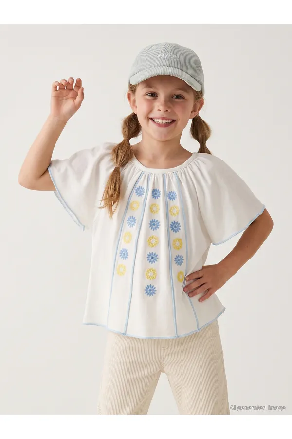 Girls' T-shirt, Ages 6-9, Off-White - Package