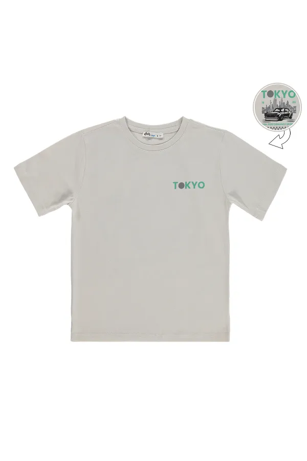 T-shirt garçon KM 10-13 ans, couleur pierre foncée - Emballage