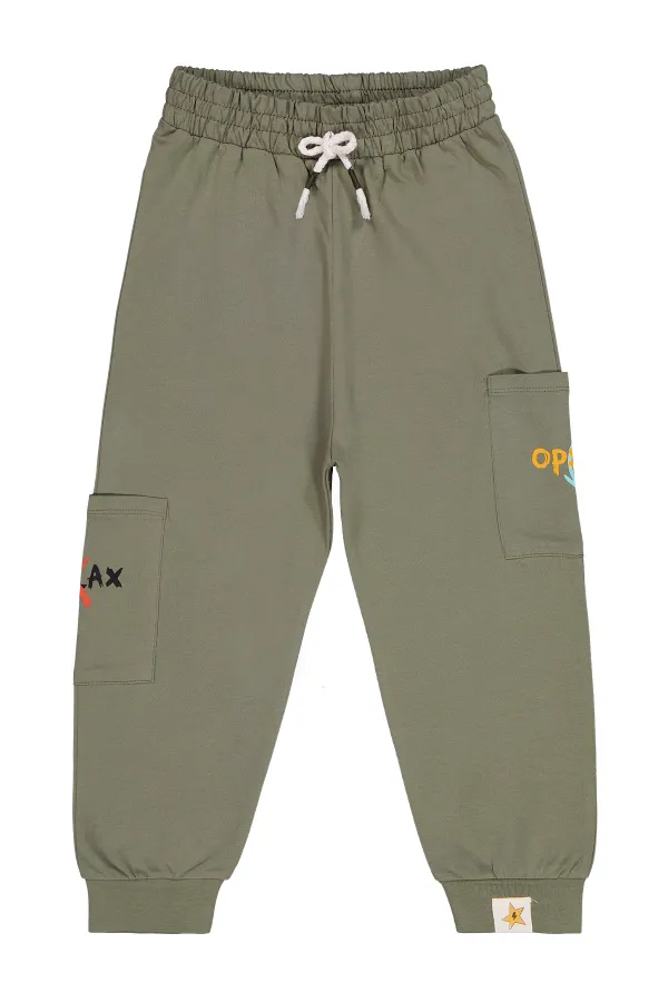 Erkek Çocuk Eşofman Altı 6-9 Yaş Haki - Paket