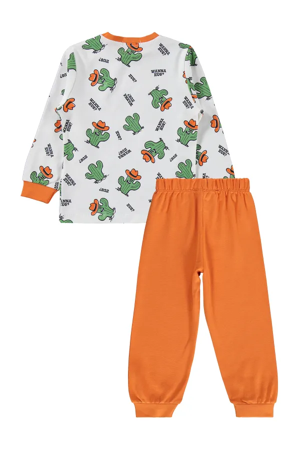 Erkek Çocuk Pijama Takımı 2-5 Yaş Turuncu - Paket