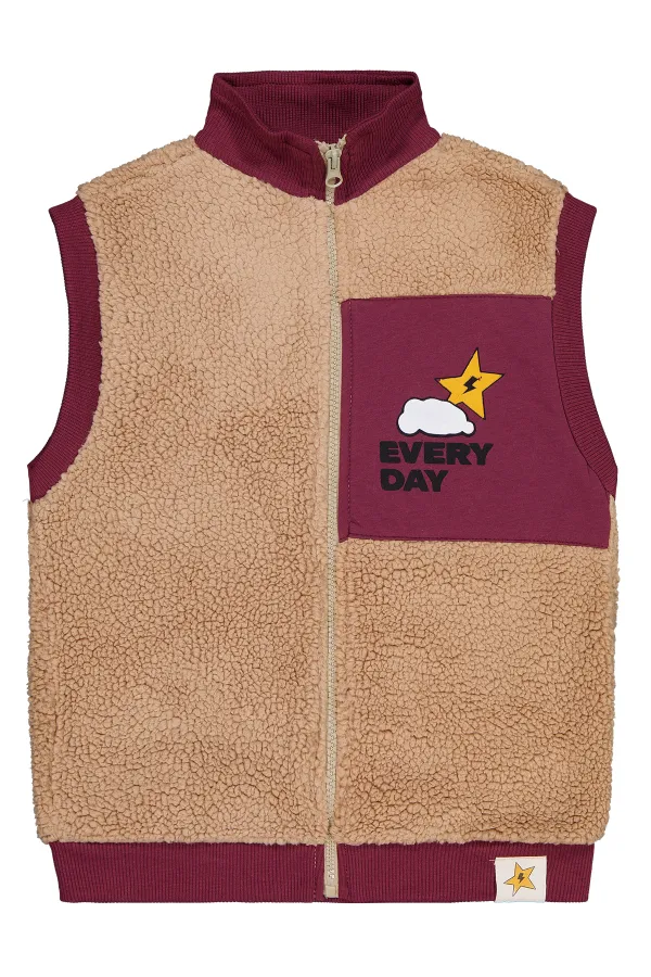 Erkek Çocuk Yelek 6-9 Yaş Bordo - Paket