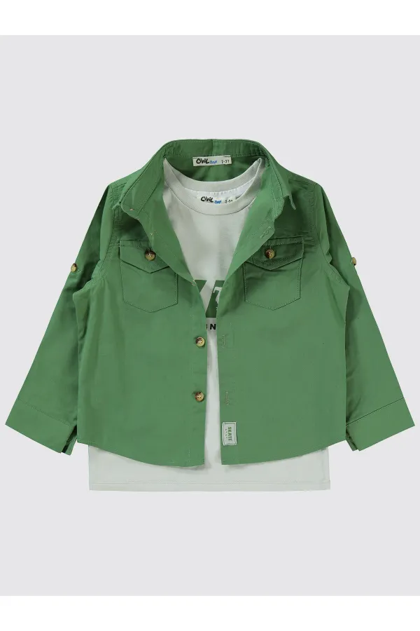 Chemise garçon 2-5 ans kaki clair - Emballage