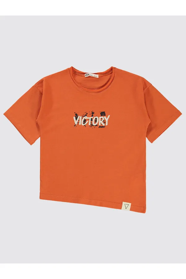 Erkek Çocuk Tişört 6-9 Yaş Oranj - Paket