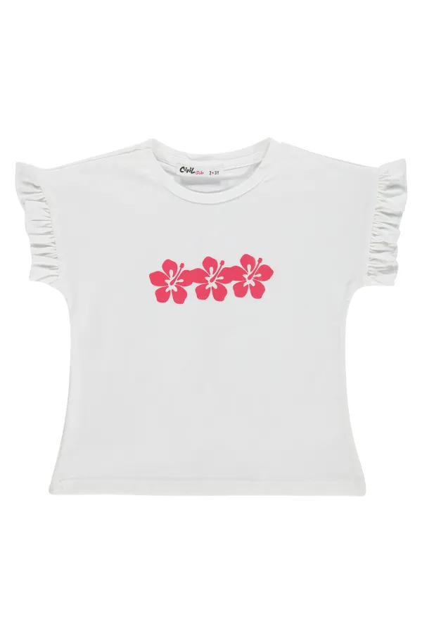 Kız Çocuk Tişört 2-5 Yaş Kırık Beyaz - Paket
