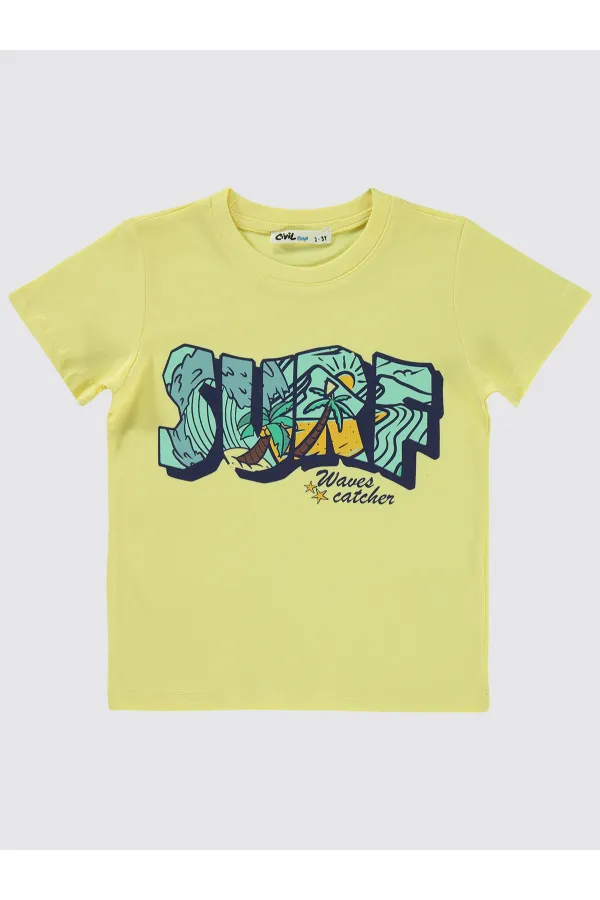 T-shirt garçon jaune clair 2-5 ans - Emballage