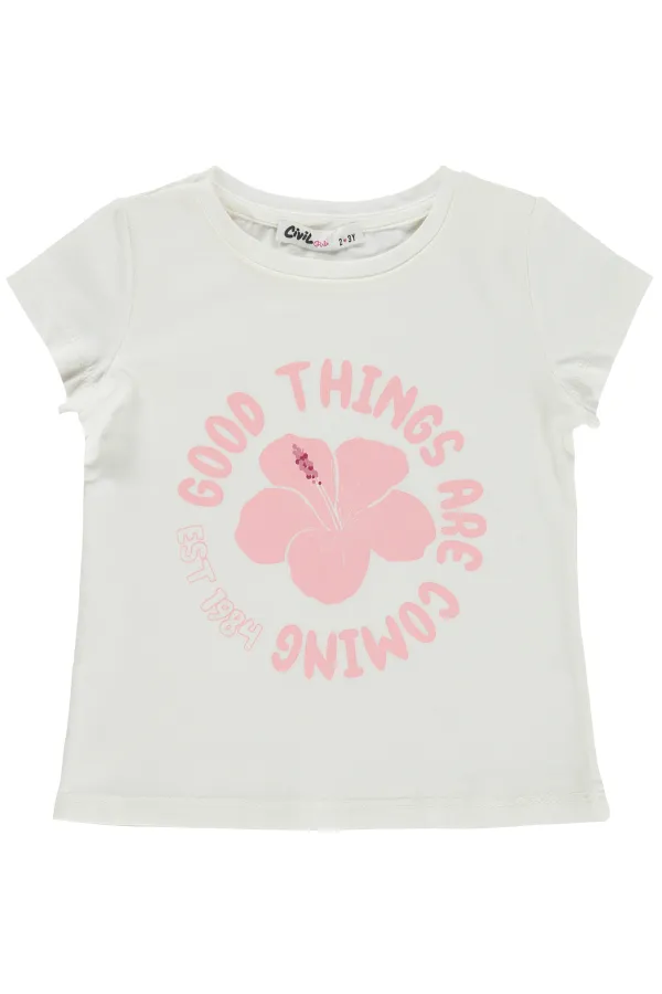 Girls' T-Shirt Km 2-5 Years Off-White - Package Girls' T-Shirt Km 2-5 Years Off-White - Package
