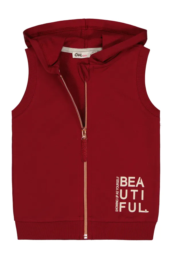 Kız Çocuk Yelek 2-5 Yaş Koyu Bordo - Paket