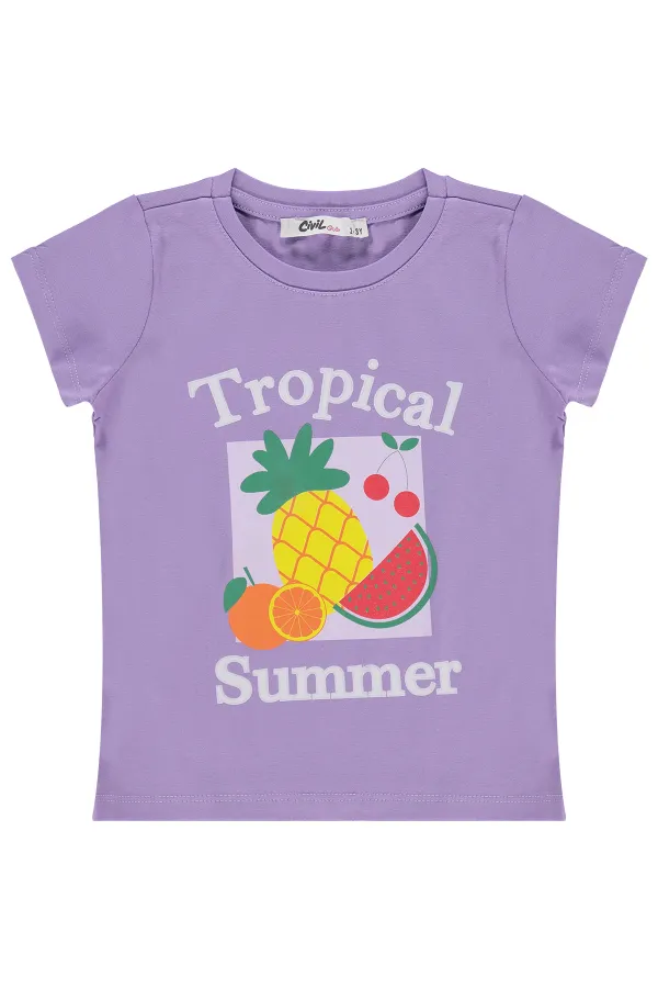 Kız Çocuk Tişört Km 2-5 Yaş Mor - Paket