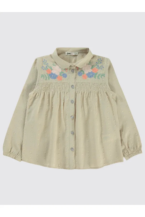 Kız Çocuk Gömlek 6-9 Yaş Ekru - Paket