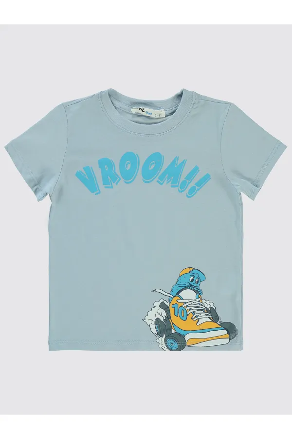 Erkek Çocuk Tişört 2-5 Yaş Buz Mavi - Paket