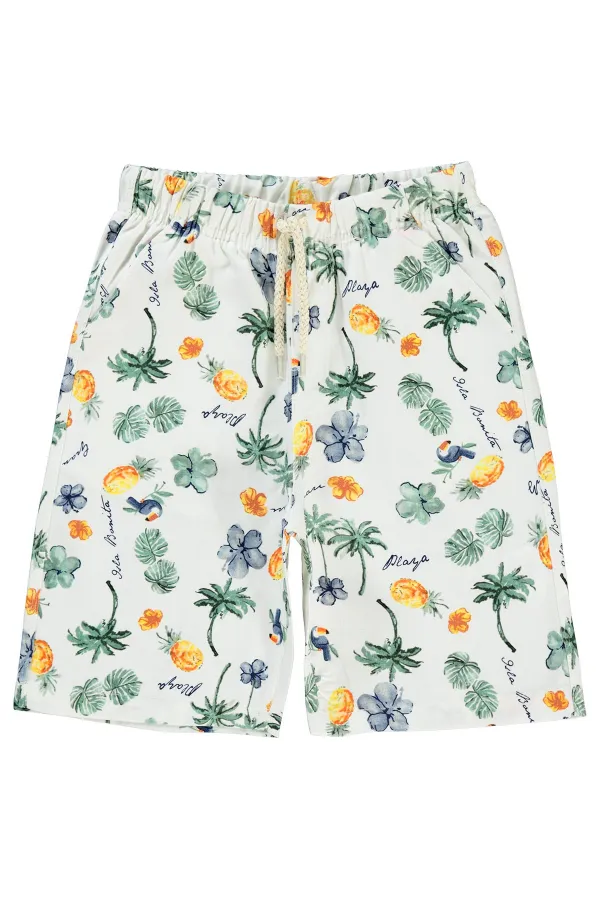 Erkek Çocuk Şort 6-9 Yaş Ekru - Paket