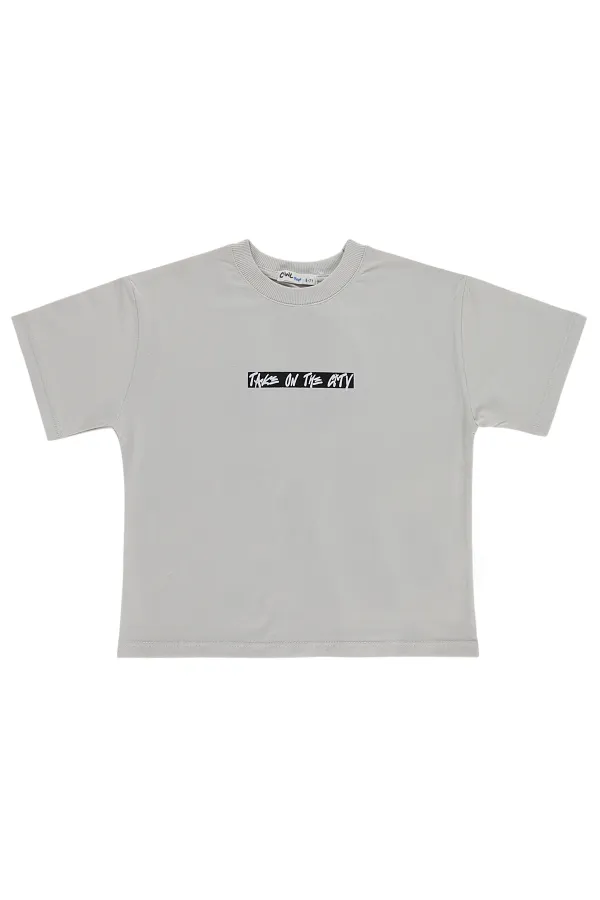 T-shirt garçon, 10-13 ans, couleur pierre foncée - Emballage