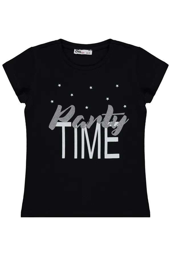 Kız Çocuk Tişört Km 6-9 Yaş Siyah - Paket