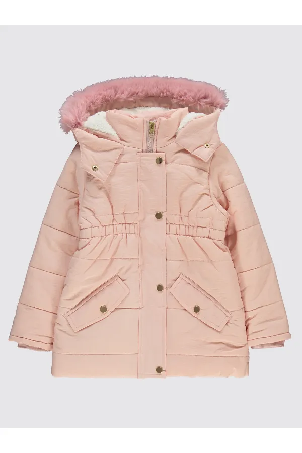 Kız Çocuk Mont 6-9 Yaş Pudra - Paket