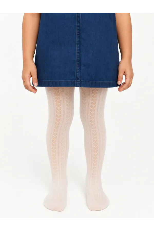 Ekru Kız Çocuk-Külotlu Çorap  - Paket