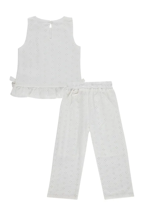 Kız Çocuk Takım 2-5 Yaş Kırık Beyaz - Paket