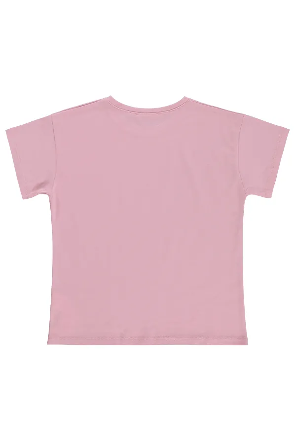 T-shirt fille, 6-9 ans, rose foncé - Lot