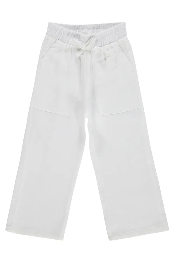 Girls' Trousers, Ages 2-5, White - Pack