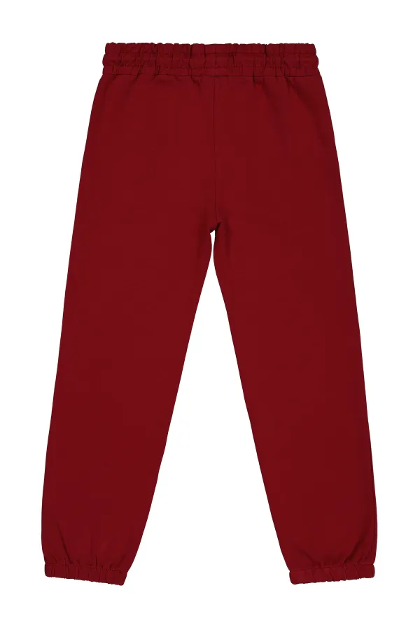 Girl's Tracksuit Bottoms 6-9 Years Old Dark Burgundy - Pack
