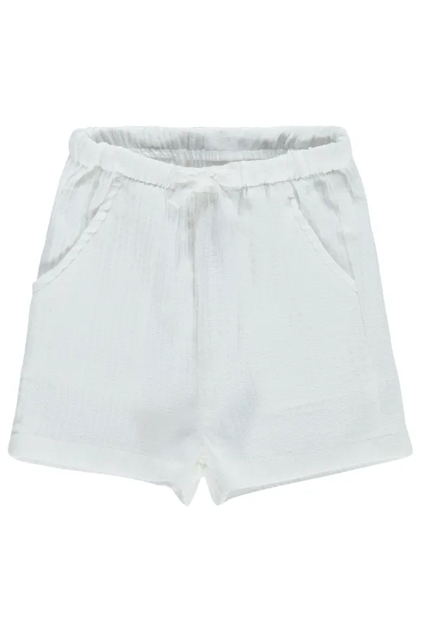 Kız Çocuk Şort 2-5 Yaş Kırık Beyaz - Paket