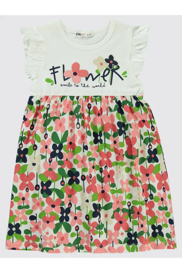 Kız Çocuk Jile ve Elbise 2-5 Yaş Ekru - Paket