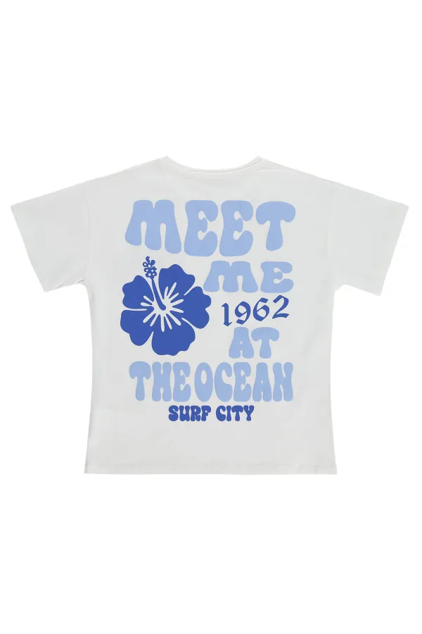 T-shirt fille, 10-13 ans, blanc cassé - Emballage