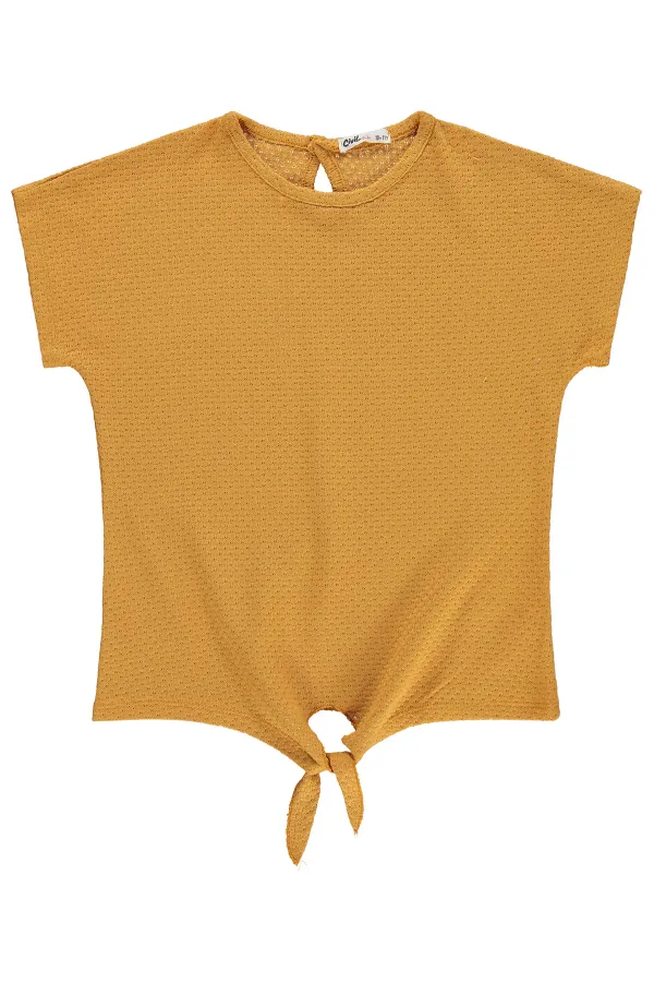 T-shirt fille, 10-13 ans, moutarde - Lot