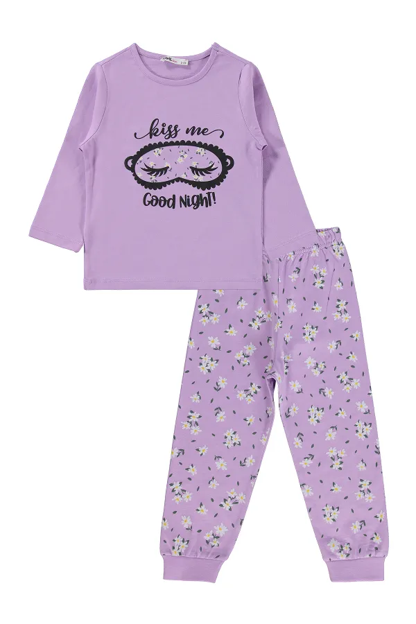 Kız Çocuk Pijama Takımı 2-5 Yaş Lila - Paket
