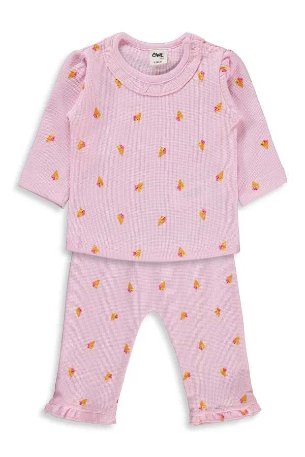 Bebek Pijama Takımı 0-24 Ay Açık Pembe - Paket