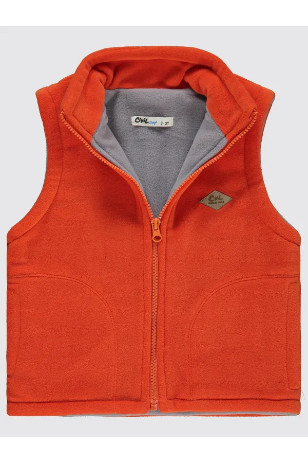 Erkek Çocuk Yelek 2-5 Yaş Koyu Oranj - Paket