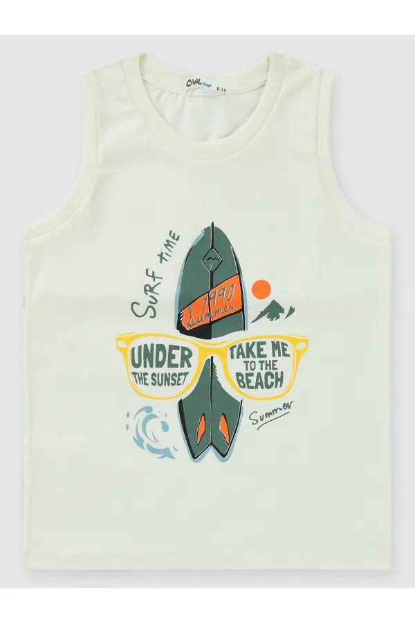 Erkek Çocuk Pijama Takımı 6-9 Yaş Ekru - Paket