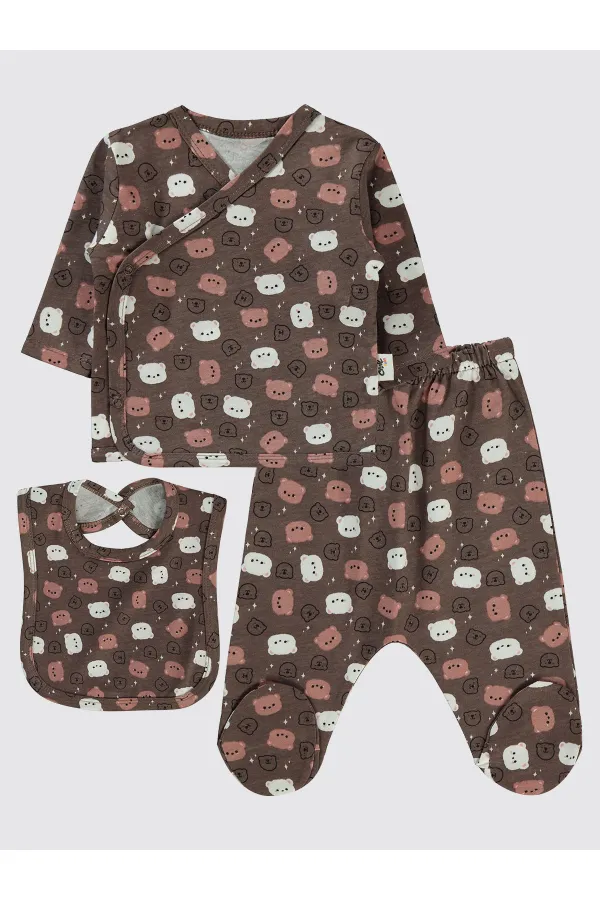 Baby Bodysuit Sets 0-24 Months Brown - Package