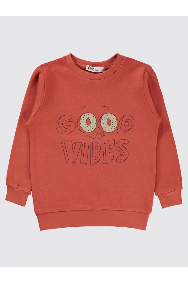Erkek Çocuk Sweatshirt 2-5 Yaş Kiremit - Paket