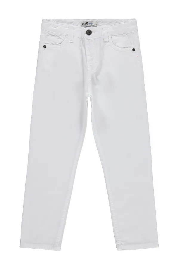 Boys' Trousers, Ages 6-9, White - Pack