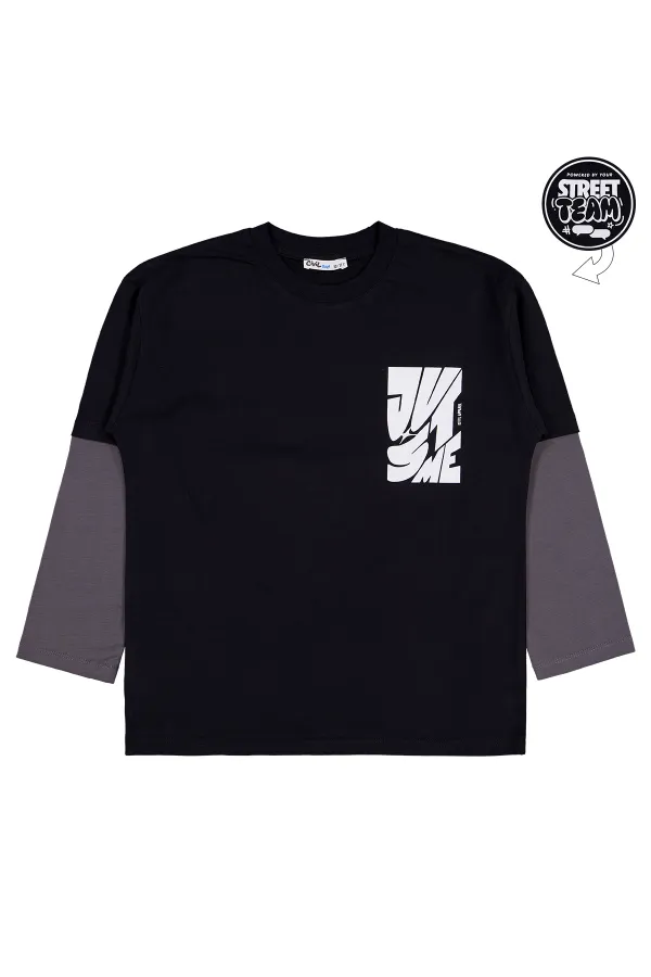 Erkek Çocuk Sweatshirt 10-13 Yaş Siyah - Paket